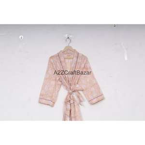 Kimono de Algodón Hecho a Mano con Estampado Floral, Transpirable, Ligero, para Verano e Invierno, Estilo Casual, Largo, para Dormir - Product Image 6