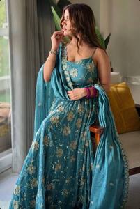 Vestidos Largos Maxi de Estilo Pakistaní e Indio para Mujer, con Bordados Elaborados, con Dupatta, Vestido de Tres Piezas para Boda - Product Image 5