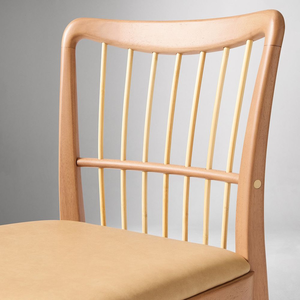 Chaise de salle à manger minimaliste nordique en bois massif, finition naturelle, dossier à tiges, pour mobilier de maison - Product Image 6