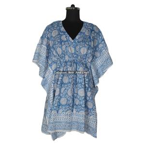 African Women Evening Gown Ethnic Dresses Women Short Kaftan Dresses KFCS138 Best Hand Block Print Manufacturing Women's Dress - Product Image 4