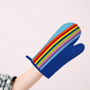 Maniques de cuisine tendance en coton doux imprimé à rayures, résistantes à la chaleur, écologiques et lavables au lave-vaisselle - Product Image 2