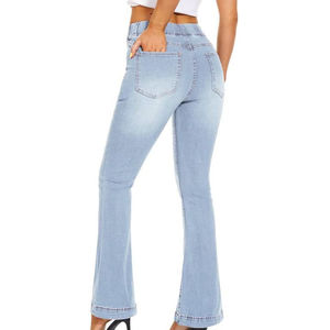 Pantalon en jean léger et respirant de qualité supérieure pour femme, avec logo personnalisé, extensible, uni, grande taille, décontracté, vente en gros - Product Image 6