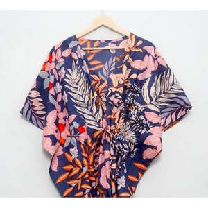 Nuevo Vestido Kaftán de Algodón para Mujer Talla Grande, Estilo Vintage con Estampado, Manga Corta, Holgado, para Playa, Verano - Product Image 6