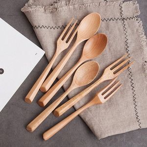Natural Edge Eco-Friendly Wooden <b>Salad</b> Servers Set with Natural Finish Oval Head Design Dishwasher Safe Kitchen Utensils - Product Image 2