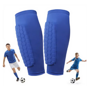 Blue Soccer <b>Shin</b> Guards With <b>Padded</b> Protection For Adults Lightweight Pull On Design All Seasons Use - Product Image 1