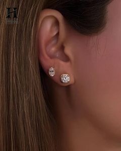 IGI Certified Lab Grown Diamond <b>Stud</b> <b>Earrings</b> 14K 18K Solid Yellow Gold Bezel Set Cushion Cut Diamond Solitaire <b>Earrings</b> - Product Image 6
