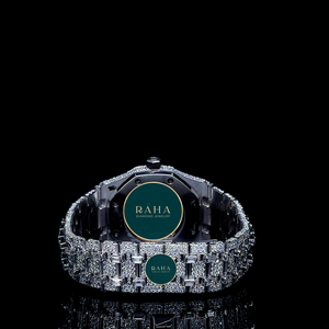 Montre de luxe RAHA avec bijoux en diamant, mouvement à quartz analogique, bracelet en acier inoxydable, boîtier octogonal, cadran en cristal, fermoir papillon, chiffres romains - Product Image 2