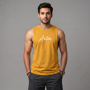Débardeur côtelé 2x1 à col ras du cou en coton 100% filé à l'anneau respirant pour homme – Nouvelle collection très prisée - Product Image 6