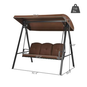 Columpio de Porche Ajustable para 3 Personas con Toldo y Cojines, Columpios para Patio - Product Image 5