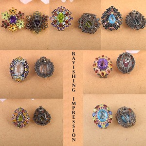 Boucles d'oreilles en argent Sterling 925 avec pierres précieuses naturelles de bonne qualité, améthyste, Citrine, grenat, péridot, fleur, Design Floral, bijoux - Product Image 6