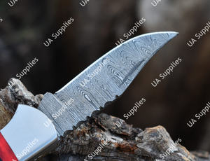 Cuchillo Plegable Profesional Hecho a Mano de Acero de Damasco con Bloqueo Trasero, Mango de Madera Pakka, Táctico, EDC, Supervivencia, Recto, con Funda de Cuero - Product Image 4