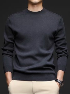 Pull léger brodé vintage pour homme - Tricot classique uni à col rond, doux et confortable pour un usage quotidien décontracté - Product Image 6