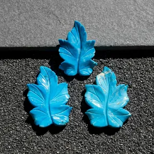 Turquesa Azul Natural Tallada a Mano en Forma de Hoja, Piedra Preciosa de 30x50mm, Piedra Suelta, Marca Mugalart, Origen Rajasthan, para Joyería - Product Image 6
