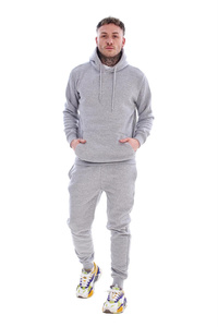 Conjunto Deportivo para Hombre, Gris, Estampado, Cortavientos, con Capucha, Manga Larga, Color Sólido, Sudadera Informal, Pantalones con Bolsillos Laterales, Corte Regular - Product Image 5