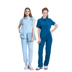 FACTORY garments in VN nursing <b>scrubs</b> wide leg comfortable medical uniforms sets stand collar short sleeves FMF factory uniform - Product Image 1