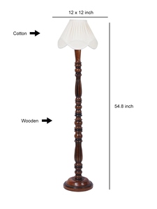 Lámpara de pie vintage de algodón color crudo, 54 pulgadas de altura, venta al por mayor, fabricante de lámparas de pie con base de madera personalizada, OEM ODM - Product Image 2