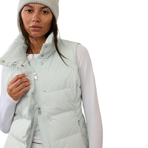 Winter Eco-friendly Breathable Lightweight Casual Sleeveless <b>Women</b> Woven Windproof Zipper Bubble Outer Wear Puffer <b>Vest</b> 100% - Product Image 3