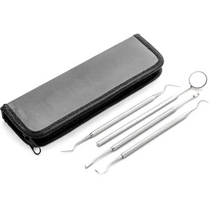 Kit d'hygiène dentaire professionnel 4 pièces en acier inoxydable français pour le nettoyage des dents, grattoir anti-plaque et anti-tartre - Product Image 1