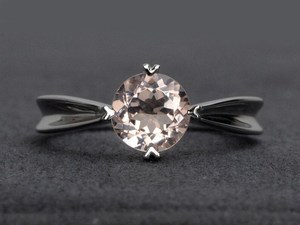 Anillo de compromiso de morganita solitario de plata de ley, joyería fina para mujer, anillo de promesa nupcial - Product Image 5