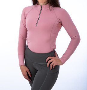 Camiseta de equitación personalizada para mujer, de spandex/poliéster, cuello redondo, manga larga, deportiva, ajustada, transpirable, antiencogimiento, 260g, para todo tipo de clima. - Product Image 4