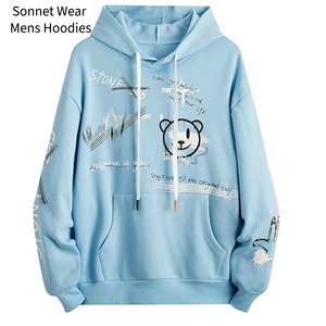 Sweat à capuche polaire imprimé pour homme à manches longues avec poches et cordon de serrage, en Spandex/Coton, impression numérique, style mode vacances - Product Image 2