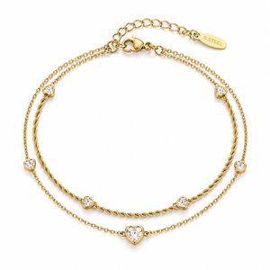 Adjustable 18K <b>Gold</b> Plated Brass Heart Charm <b>Anklet</b> boho <b>anklet</b> women - Product Image 1