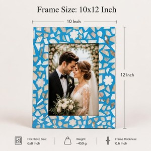 กรอบรูปฝังมุก: กรอบรูปสีฟ้าอ่อนทำมือ - Product Image 2