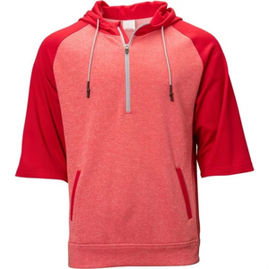 เสื้อแจ็คเก็ตเบสบอลแบบมีฮู้ด รุ่น 2026 ดีไซน์เฉพาะตัว ระบายอากาศได้ดี แขนเสื้อแบบแร็กแลน แขนสั้น ซิป 1/4  พร้อมโลโก้แบบกำหนดเอง ชุดกีฬาเบสบอล - Product Image 4