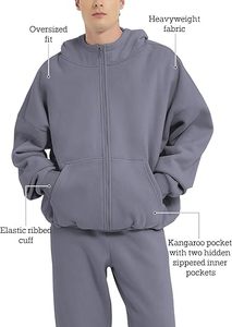 Vente en gros de sweats à capuche zippés pour hommes, respirants, 300 g/m², en coton lourd et polaire polyester, avec logo personnalisé, streetwear, vêtements d'hiver, Pakistan - Product Image 6