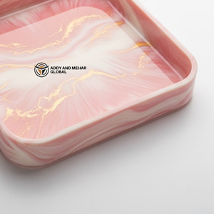 Bandeja de Almacenamiento de Resina con Efecto Mármol Irrompible, Estilo Nórdico, Organizador Decorativo de Escritorio de Alto Brillo, Personalizado con Amatista, Jade - Product Image 4