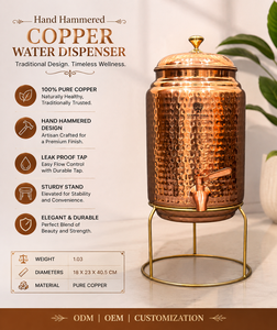 Handcrafted Hammered Copper <b>Water</b> Dispenser – <b>5L</b> 10L 18L from Indian exports international. ( Certified pure copper ) - Product Image 2