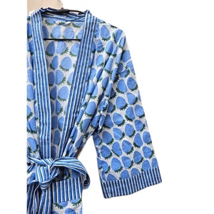 Kimono Largo de Algodón Hecho a Mano con Estampado de Bloques para Mujer Estilo Boho Hippie Ropa de Dormir Bata de Dama de Honor y Camisón Ropa Íntima - Product Image 3