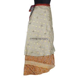 Fabricante de faldas de seda estilo sari, mágicas, envolventes, bohemias, elegantes, multicolor, para verano, cómodas, a la moda, estilo hippie. - Product Image 6