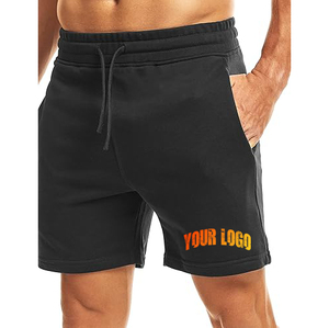 Shorts de sport pour hommes sur mesure en gros, 100 % coton, avec logo imprimé en relief personnalisé, poches latérales, respirants, style urbain - Product Image 1