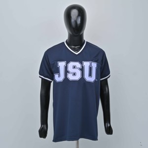 JSU <b>V</b>-<b>Neck</b> <b>T</b>-<b>Shirt</b> Navy Blue Regular Fit Short Sleeve Unisex Breathable Jersey Fabric Casual Style Greek letter activewear <b>shirt</b> - Product Image 1