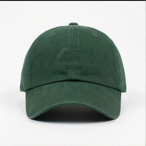 Gorra de Béisbol Verde de 6 Paneles, Ajustable, Unisex, Informal, de Algodón, Color Sólido, Estilo Lavado - Product Image 1