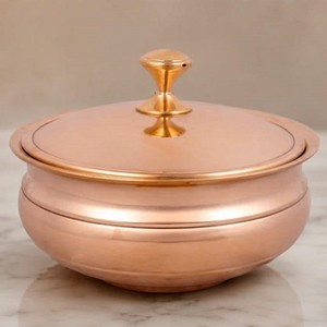 Handmade Round Brass Food Warmer with Lid Hammered Serving Casserole Dish Luxury Buffet Kitchen Hotel Wholesale Supply - Product Image 1