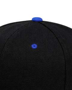 Gorra Snapback de Visera Plana Negra y Azul Rey, Ajustable, de Mezcla de Algodón, Estilo Urbano, Unisex, Casual, de Moda, al por Mayor - Product Image 3