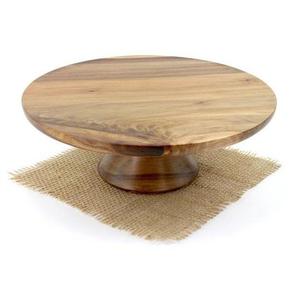 Support à gâteau rond en bois de manguier, plateau à gâteau sur piédestal, présentoir à desserts fait main pour mariage, fête, maison, artisanat en bois - Product Image 1