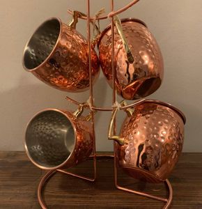 Juego de tazas de cobre para refrescos de lujo en la cabina, tazas de metal con acabado martillado, duraderas, reutilizables, para servir en fiestas. - Product Image 3