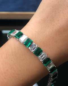 Bracelets de mariée en argent Sterling 925, émeraudes vertes, pierres en zircone cubique, bijoux de costume de mariage pour femmes - Product Image 5