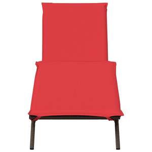 Chaise longue de patio en rotin PE marron et rouge pour 1 personne - Product Image 4
