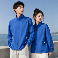 Veste coupe-vent imperméable à col montant personnalisable pour hommes et femmes, légère, respirante, en polyester, idéale pour les voyages en extérieur – Vente directe usine