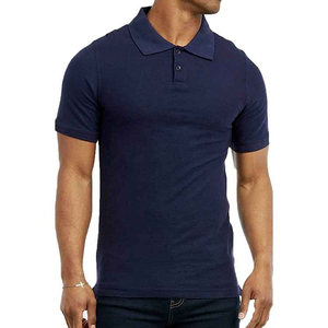 เสื้อโปโลผู้ชายแขนสั้นสีพื้น ผ้าทอ ทรงปกติ สไตล์ลำลอง สีกรมท่า - Product Image 4