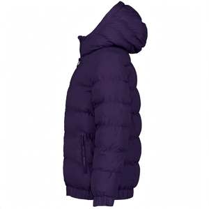 Dark Purple Jackets Hooded Zipper <b>Long</b> Sleeve Unisex Black <b>Coats</b> Casual Loose Polyester padded Winter Jacket Apparel Wholesale - Product Image 2