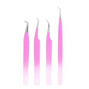 Ensemble de 4 pinces à cils de précision antistatiques de haute qualité Diamond Grip en acier inoxydable pour extensions de cils - Product Image 2