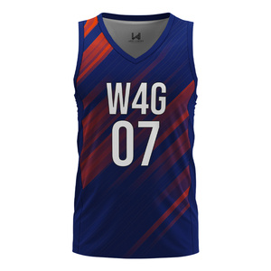 เสื้อบาสเก็ตบอลแบบซับลิเมชั่นสั่งทำพิเศษ แขนกุด คอวี สำหรับผู้ชาย แห้งเร็ว ระบายอากาศดี ขายส่ง ชุดทีมกีฬา - Product Image 5