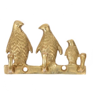 Handmade Antique Golden Brass Penguin Design Family Key Holder for Wall by United Trade World - Product Image 1