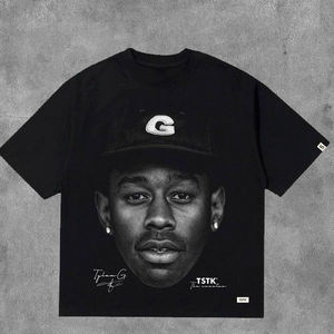เสื้อยืดพิมพ์ลายกราฟิกแขนสั้นสำหรับผู้ชายรุ่นใหม่ล่าสุด ขายส่งจากโรงงาน เนื้อผ้าหนา สีดำล้วน รับสั่งทำ - Product Image 5