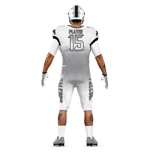 Ensemble d'uniformes de football américain personnalisés, maillot en maille 100% polyester et pantalon à taille élastique à manches courtes, kit avec col en V, taille plus - Product Image 2